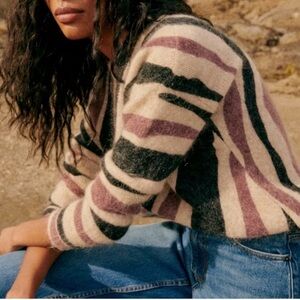 NWT Sezane Aurelian Zebra Print Sweater Black & Brown Size XXS